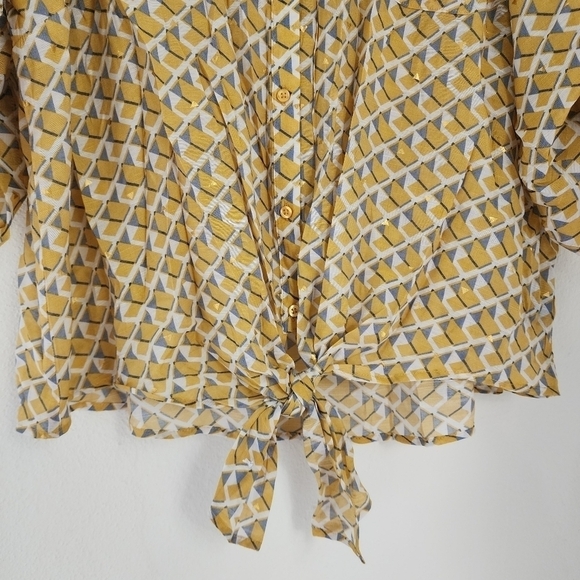 NWT Harve Benard Plus Soft Texture Yellow Gold Gray Blouse 3X - Picture 5 of 11